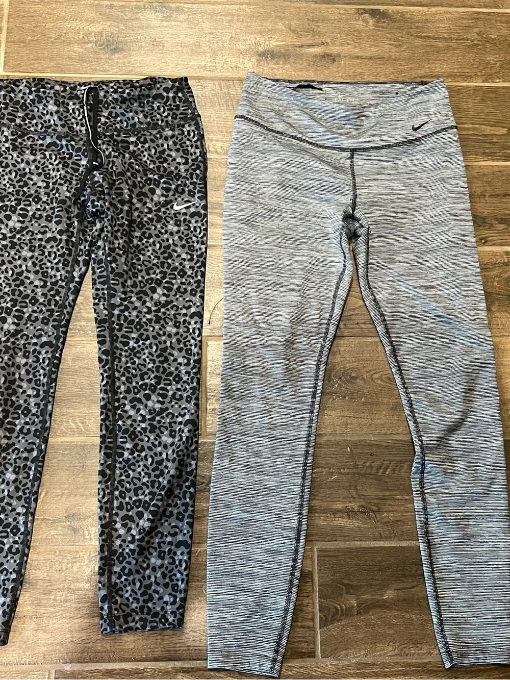 Nike Womens size M Grey Heather & Black Leopard Leggings